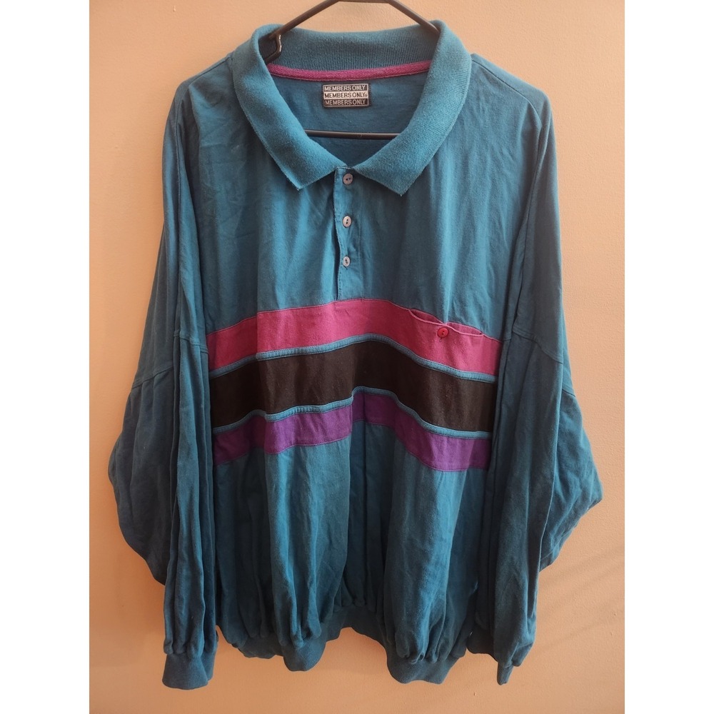 Vintage Members Only Pull Over Quarter Button Long Sleeve Shirt 90s Size 5X